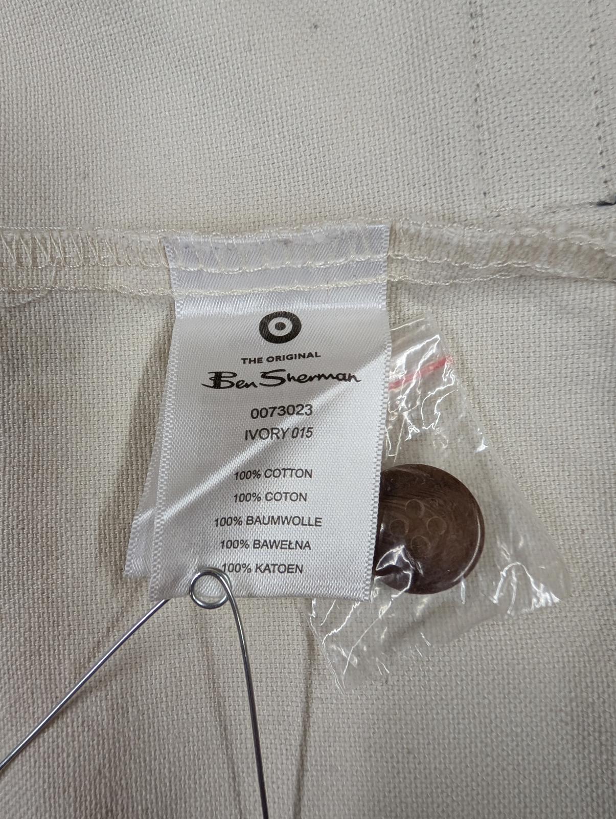 Ben Sherman Chore Jacket Medium Men Cream Overshirt Canvas Utility Shacket