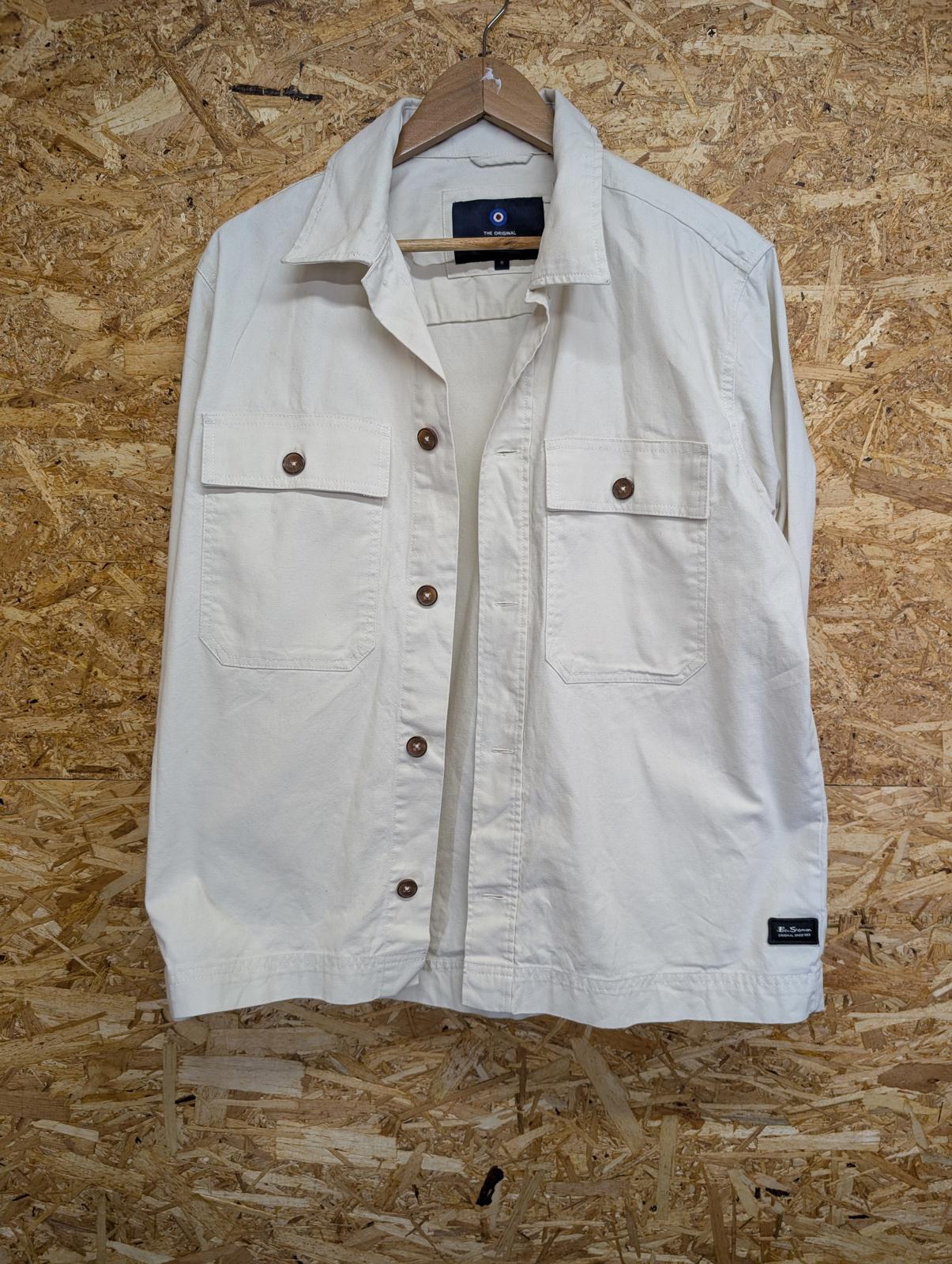 Ben Sherman Chore Jacket Medium Men Cream Overshirt Canvas Utility Shacket