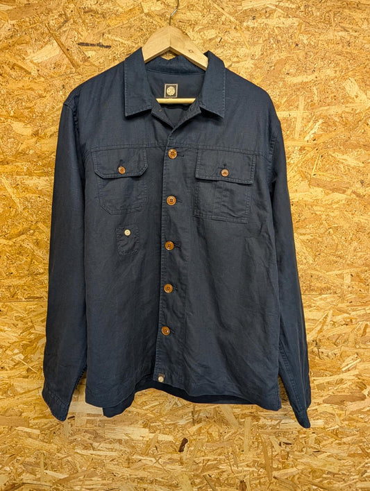 Pretty Green Chore Jacket XL Men Navy Blue Overshirt Canvas Utility Shacket