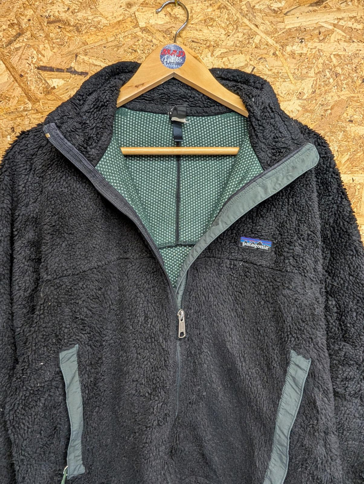 Patagonia Retro X Deep Pile Fleece Large Men 90s USA Black Sherpa Full Zip