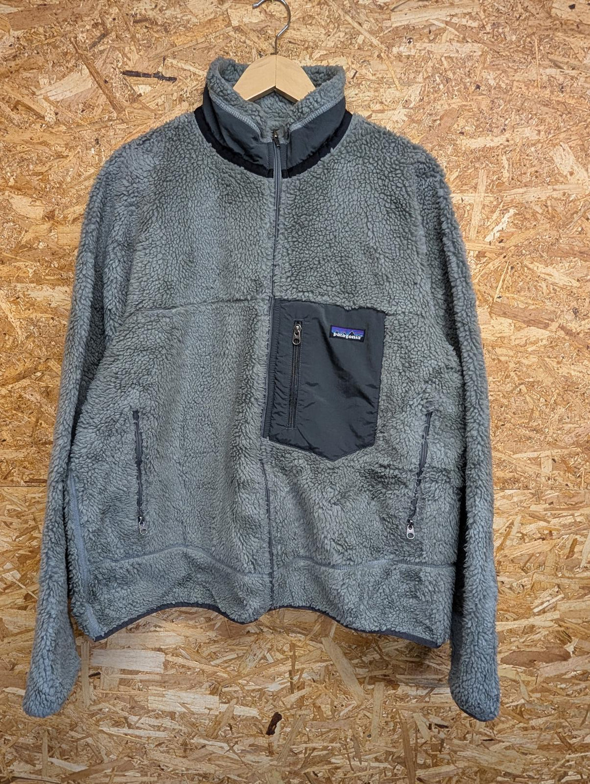 Patagonia Retro X Deep Pile Fleece Large Men 90s USA Grey Sherpa Full Zip