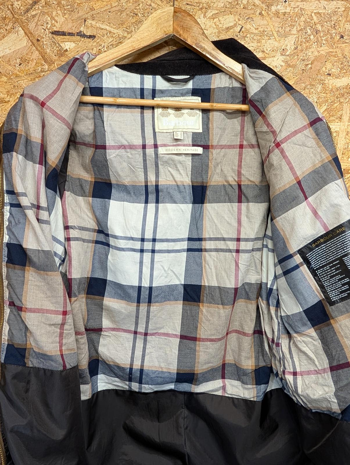 Barbour Pastoral Wax Jacket Size 14 Women Belted Lined Coat Brown Cord Collar