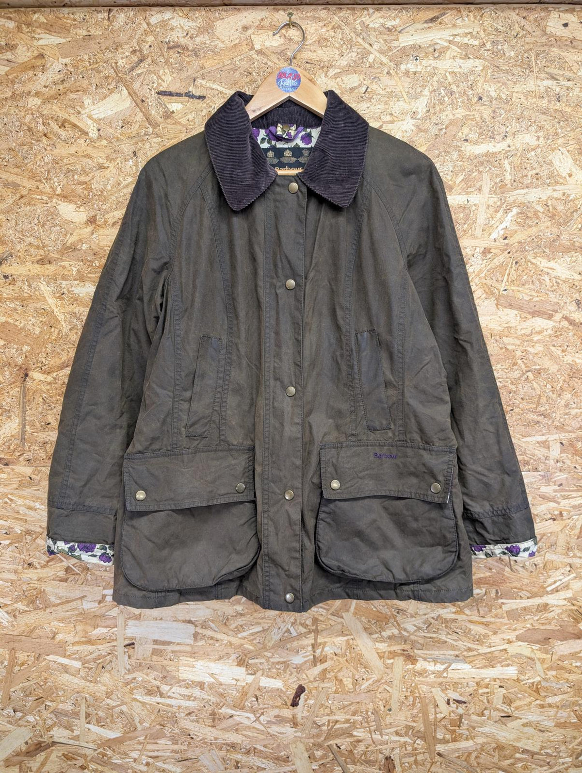 Barbour Liberty Beadnell Jacket Womens UK Size 16 Waxed Cotton Coat Sage Green