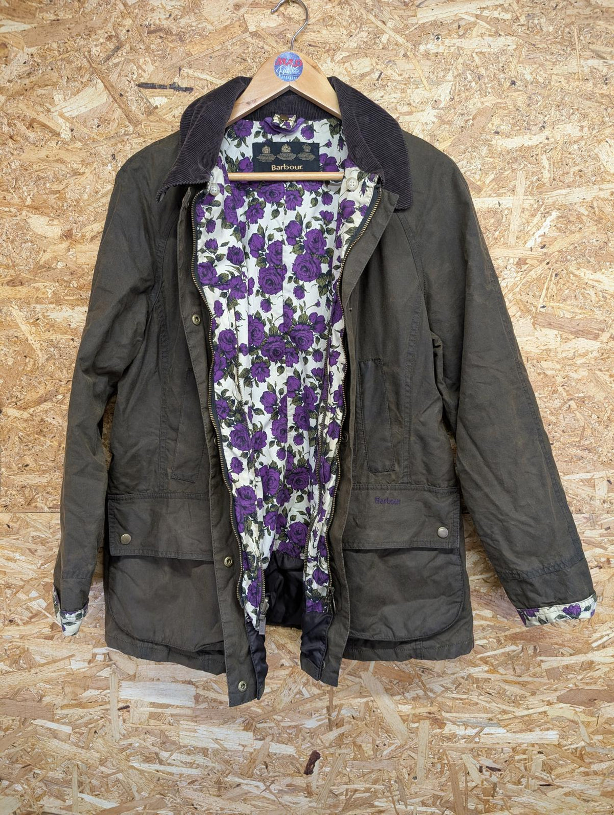 Barbour Liberty Beadnell Jacket Womens UK Size 16 Waxed Cotton Coat Sage Green