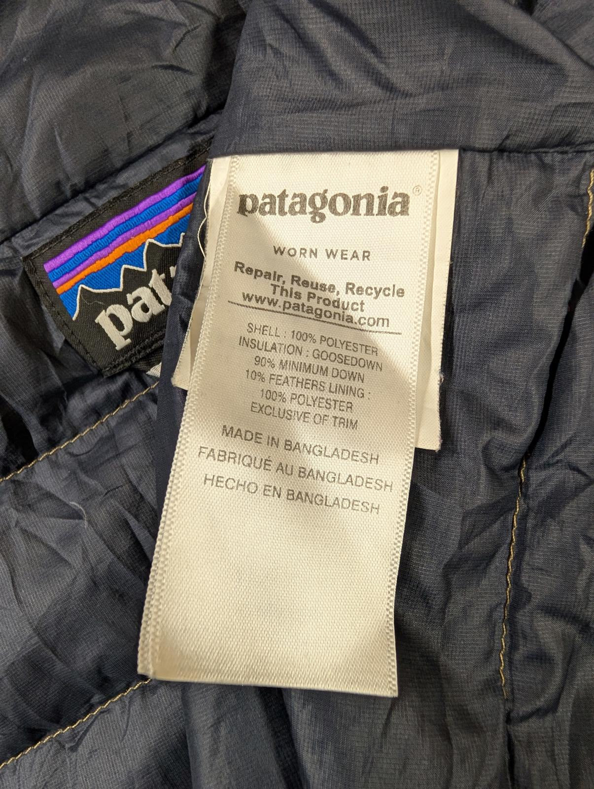 Patagonia Puffer Jacket Large Men Goosedown Feather Fill Tan Brown Nano Hooded