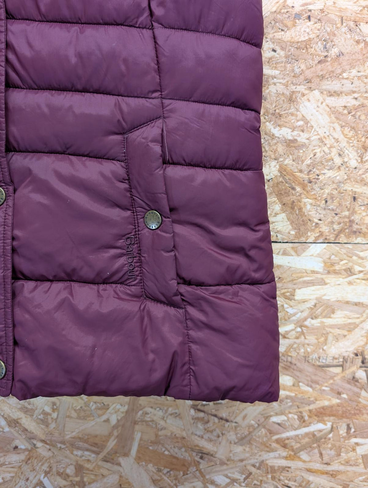 Barbour Ullswater Gilet UK 10 Women Burgundy Hooded Fibredown Padded Vest Quilt