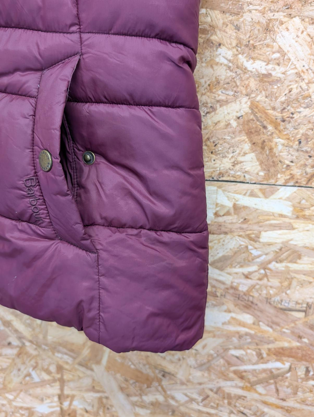 Barbour Ullswater Gilet UK 10 Women Burgundy Hooded Fibredown Padded Vest Quilt