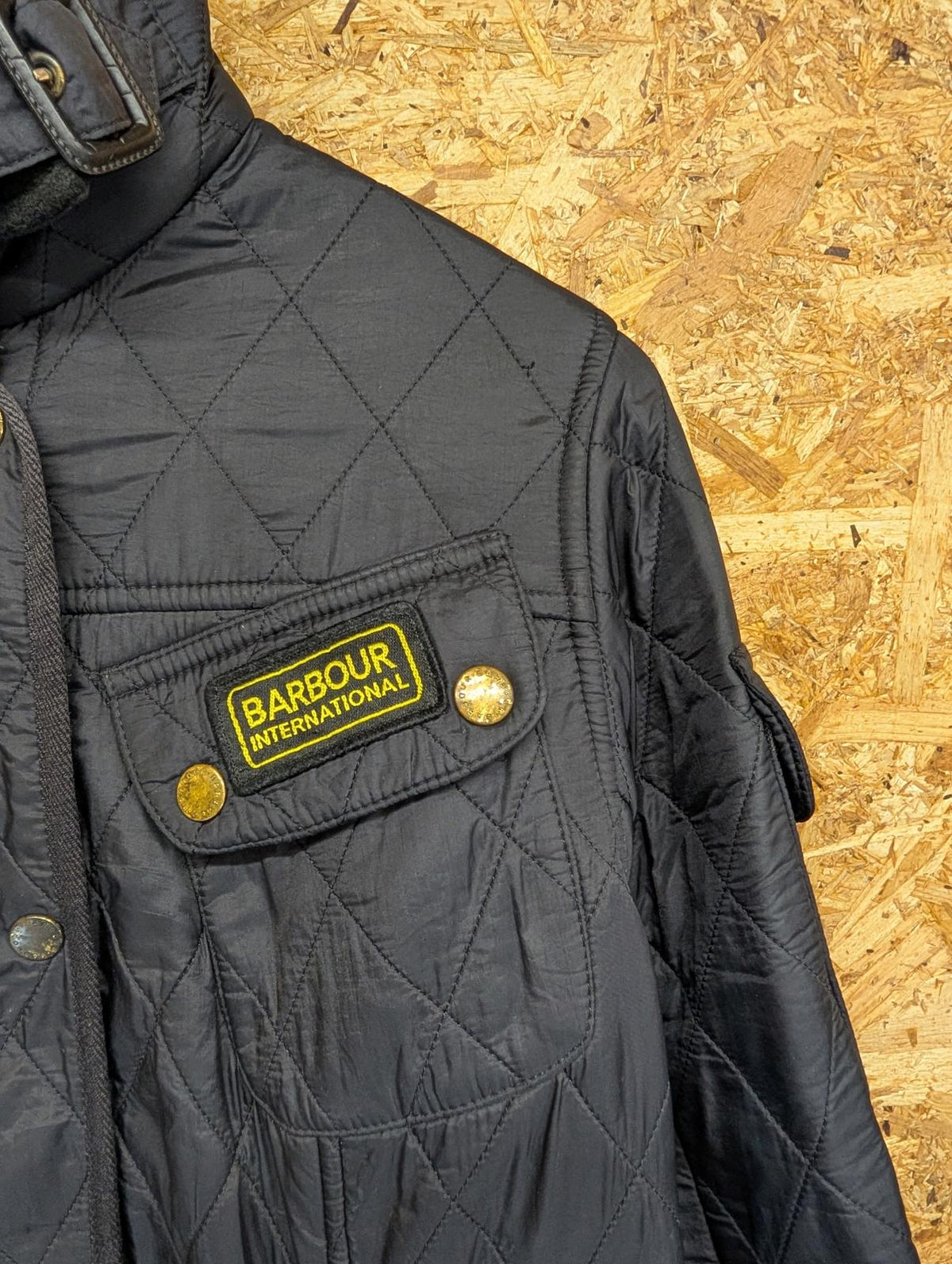 Barbour Black Belted Polarquilt Jacket UK 12 Women Quilted Warm Fleece Lined