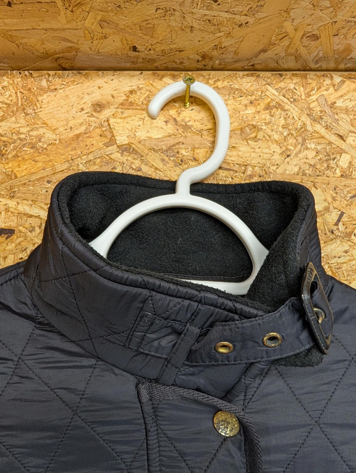 Barbour Black Belted Polarquilt Jacket UK 12 Women Quilted Warm Fleece Lined