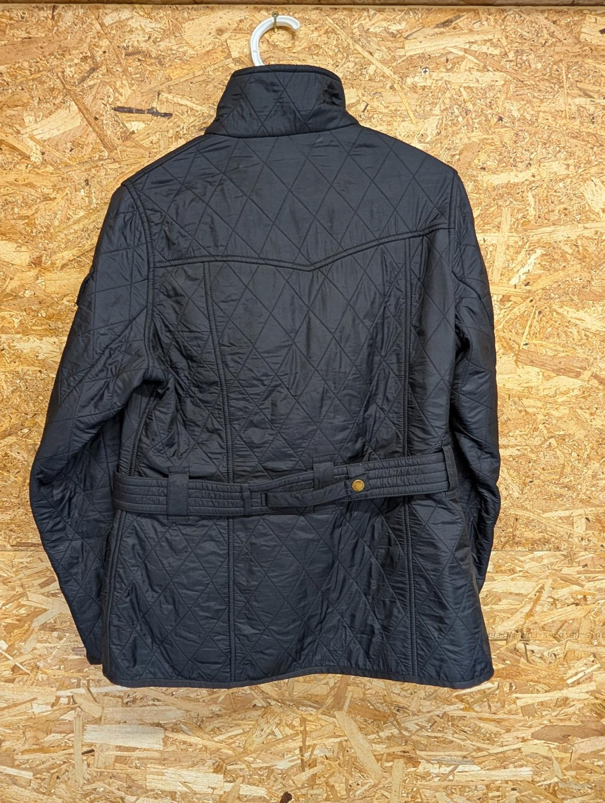Barbour Black Belted Polarquilt Jacket UK 12 Women Quilted Warm Fleece Lined
