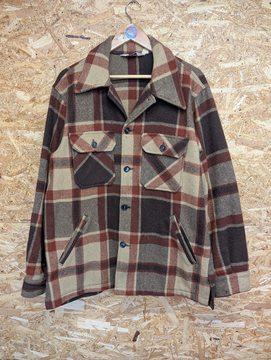 Vintage Woolrich Overshirt Mens Large Button-Up Heavy Duty Tan Brown Shirt