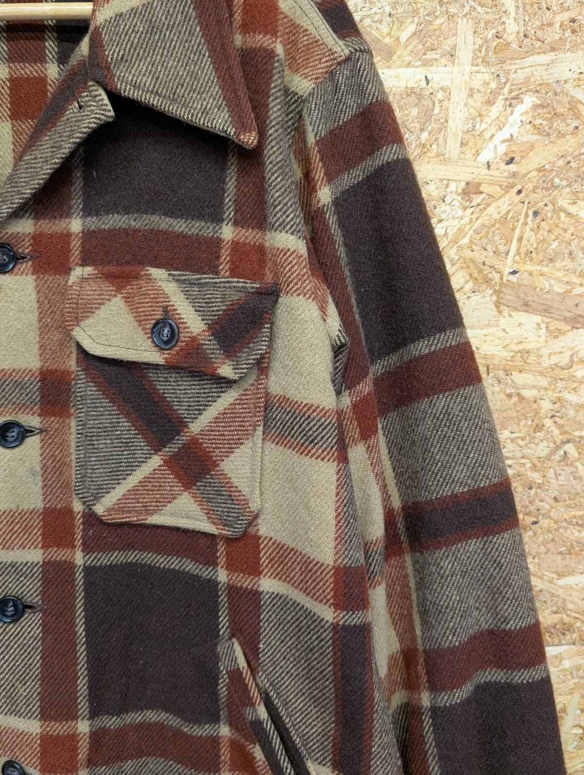Vintage Woolrich Overshirt Mens Large Button-Up Heavy Duty Tan Brown Shirt