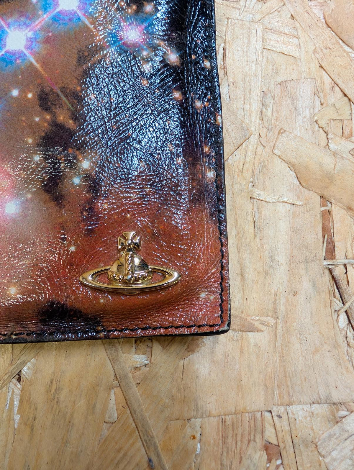 Vivienne Westwood Galaxy Patent Leather Clutch Bag Space Design 9 x 6 Inch Orb