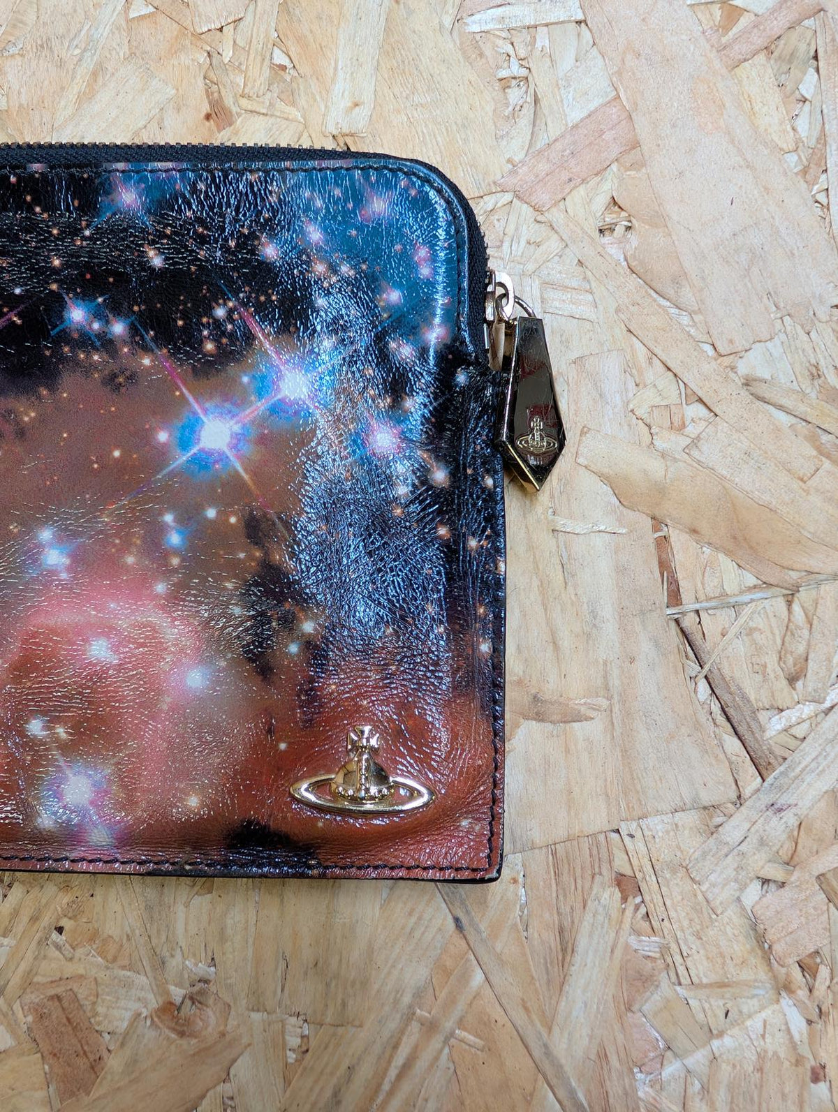 Vivienne Westwood Galaxy Patent Leather Clutch Bag Space Design 9 x 6 Inch Orb