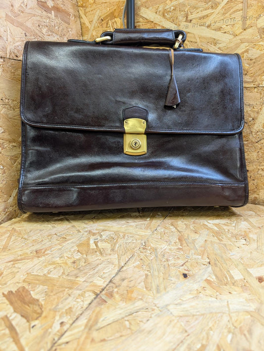 Hidesign Quality Leather Brown 15.5" Messenger Bag Medium Briefcase Satchel Book