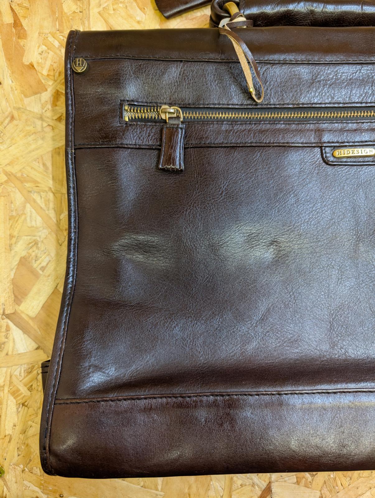 Hidesign Quality Leather Brown 15.5" Messenger Bag Medium Briefcase Satchel Book