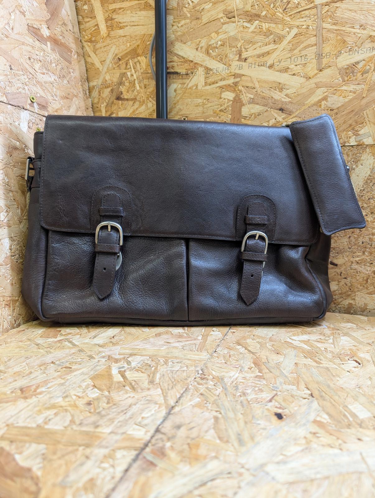 Hidesign Quality Leather Brown 15.5" Messenger Bag Medium Briefcase Satchel Book
