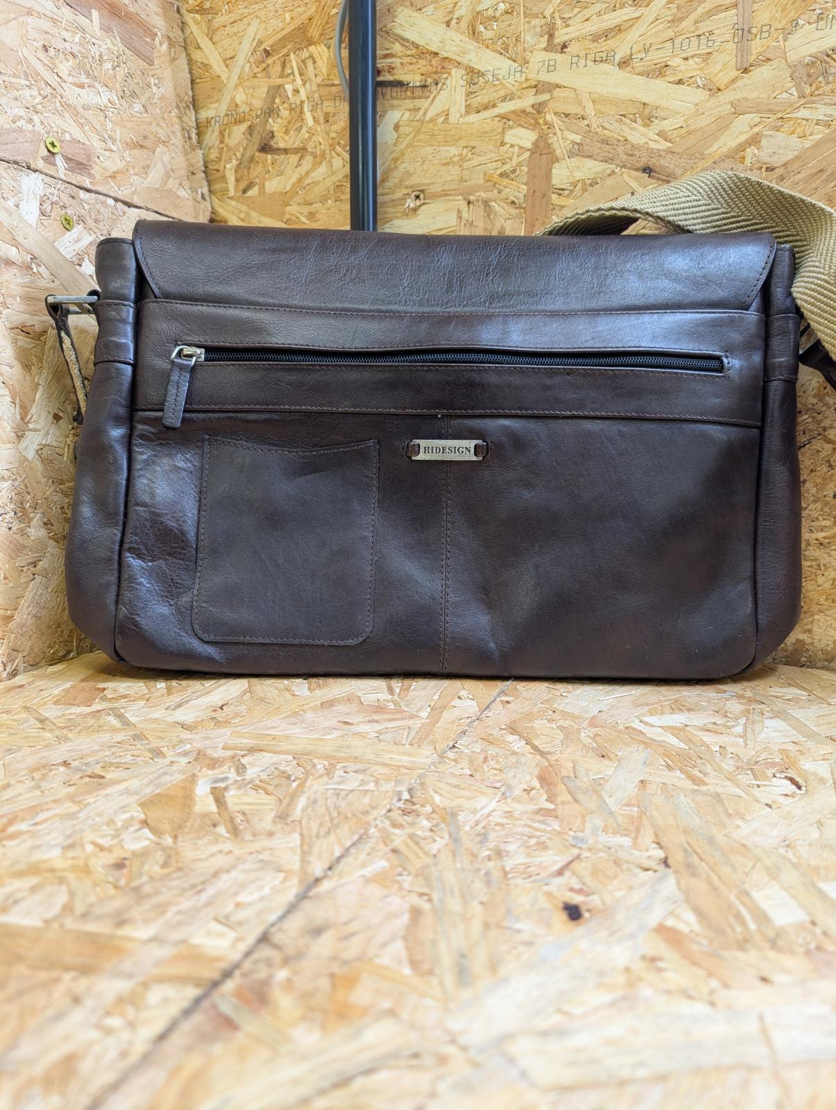 Hidesign Quality Leather Brown 15.5" Messenger Bag Medium Briefcase Satchel Book