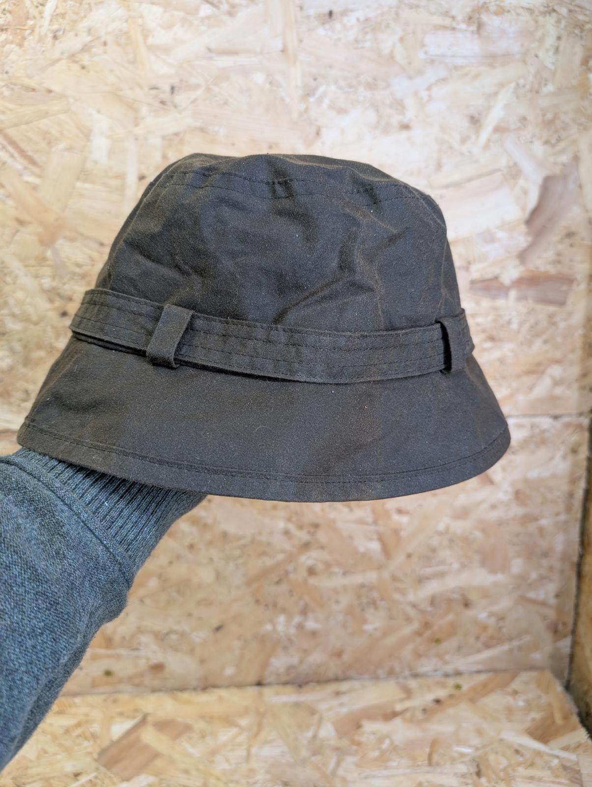 Barbour Casual Wax Bucket Hat Medium Khaki Green Cotton Check Lined