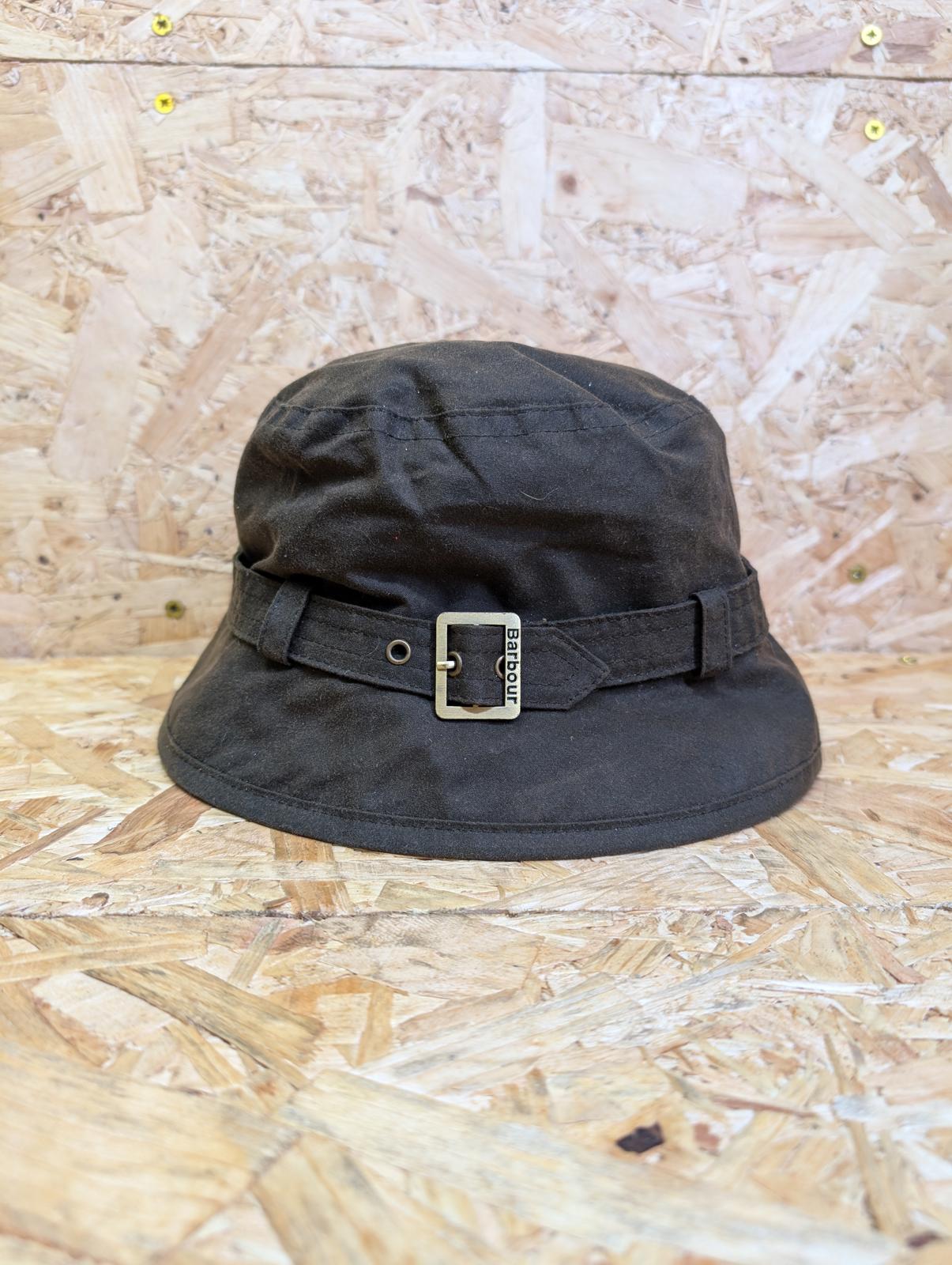 Barbour Casual Wax Bucket Hat Medium Khaki Green Cotton Check Lined