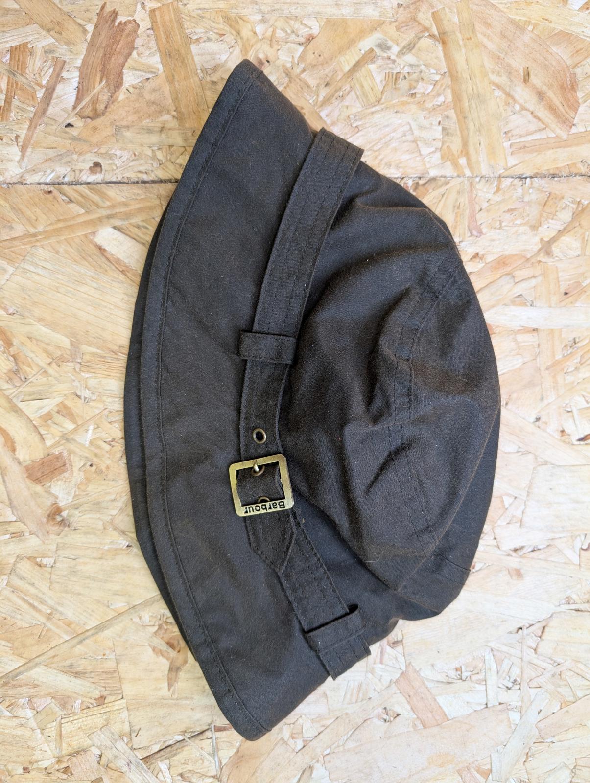 Barbour Casual Wax Bucket Hat Medium Khaki Green Cotton Check Lined