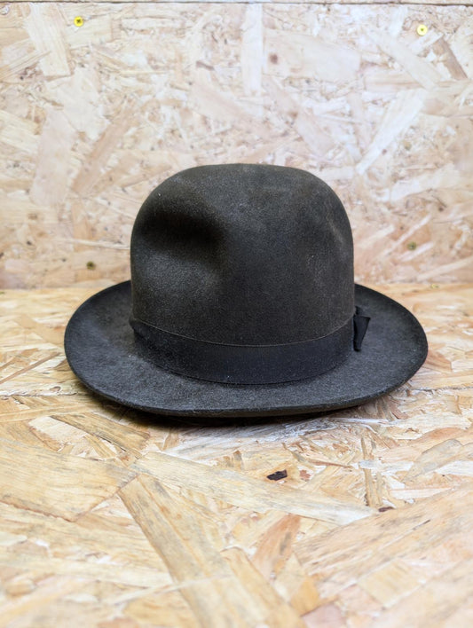 Vintage Dunn & Co Trilby Hat Forest Size 6 7/8 Green Lined