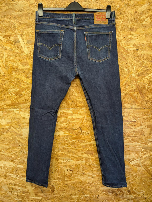 Levis 510 Skinny Jeans W34 L32 Men Slim Navy Blue Stretch Red Tab Zip Fly