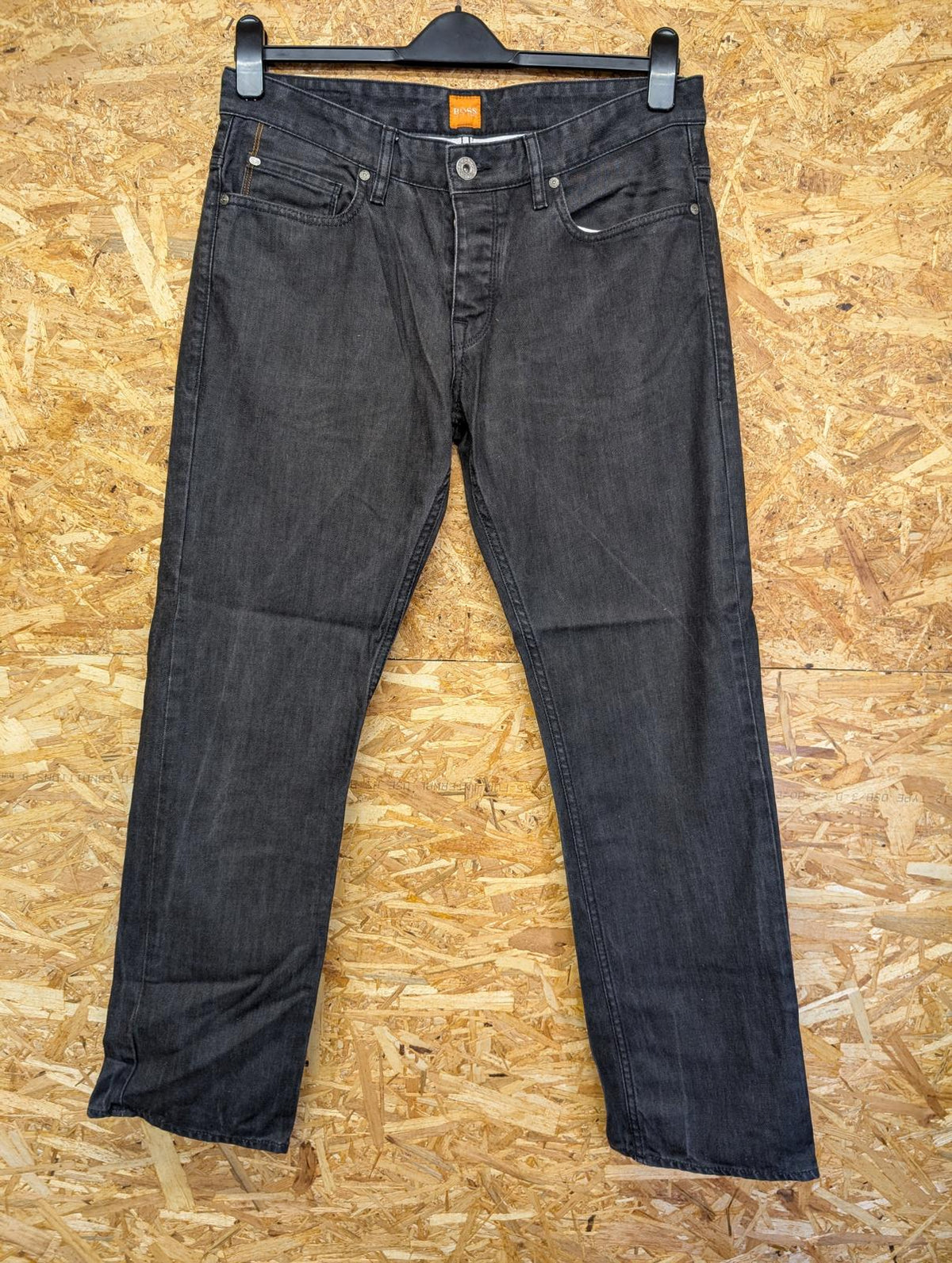 Hugo Boss Jeans W34 L32 Men Regular Fit Black Stonewash Denim Straight Button