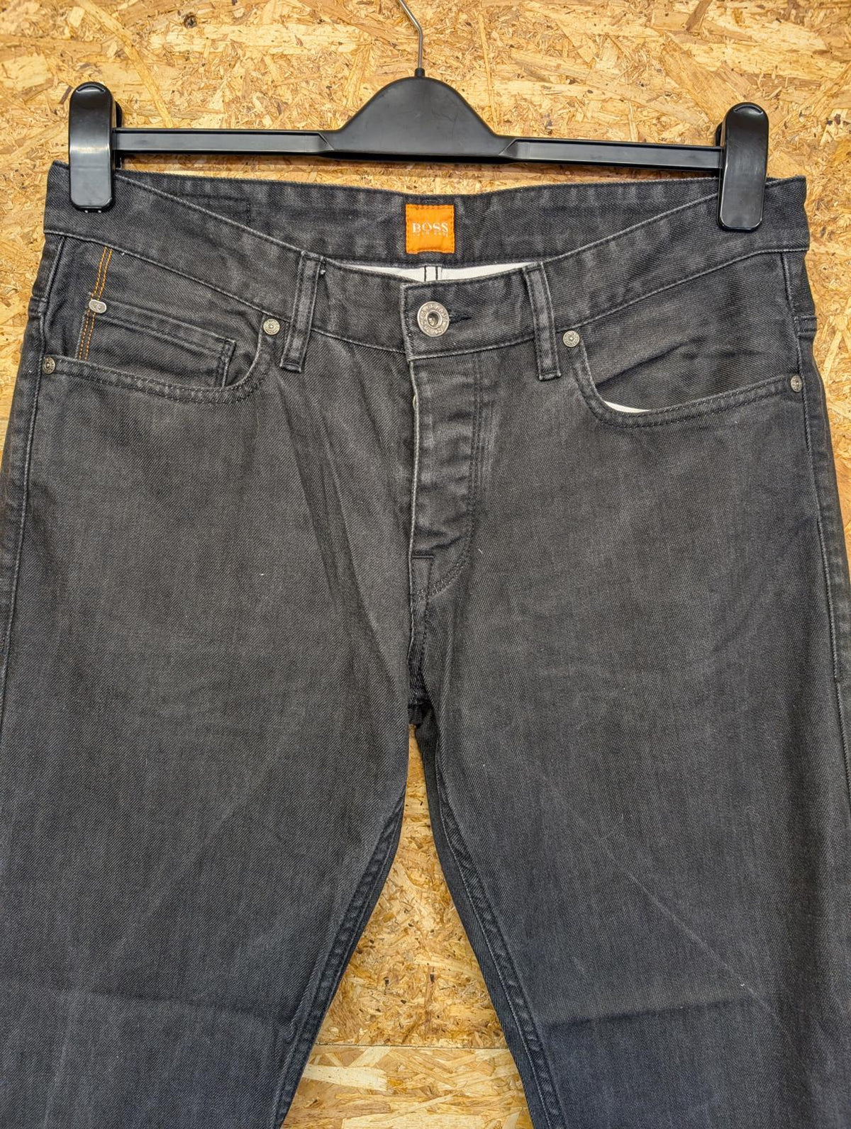 Hugo Boss Jeans W34 L32 Men Regular Fit Black Stonewash Denim Straight Button