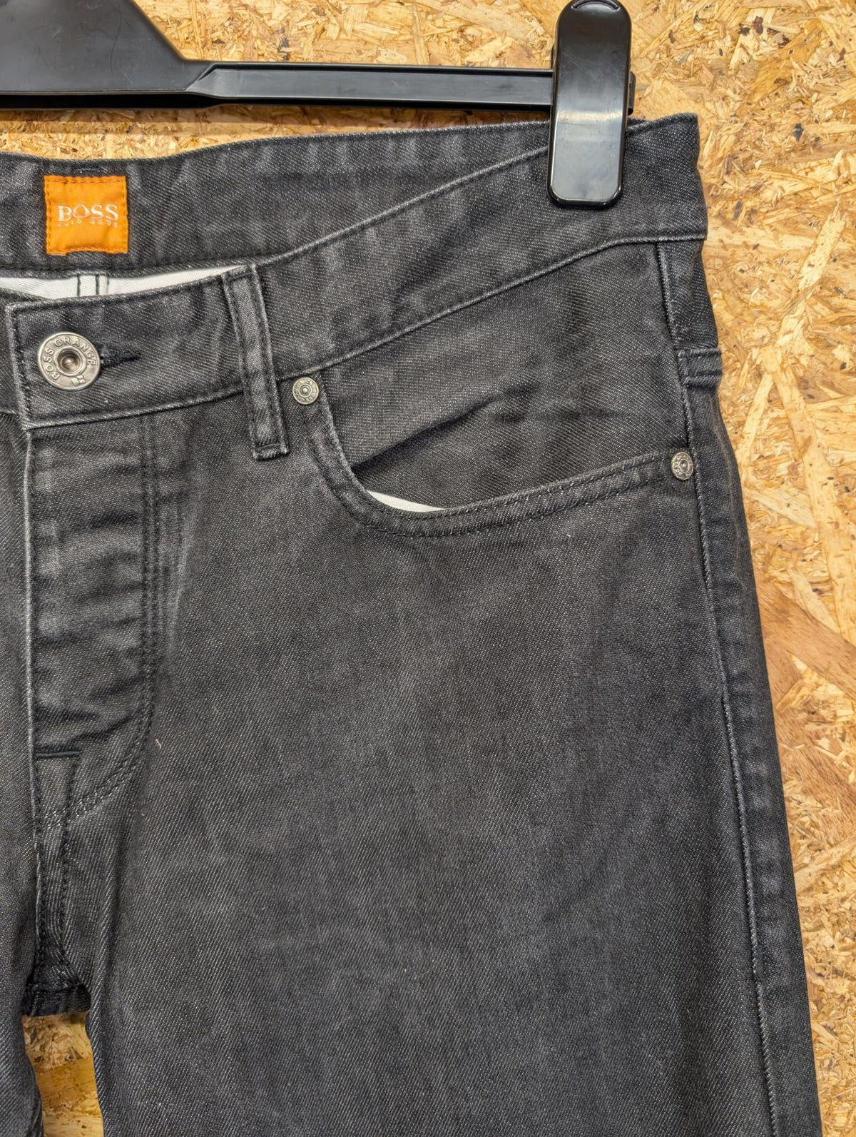 Hugo Boss Jeans W34 L32 Men Regular Fit Black Stonewash Denim Straight Button