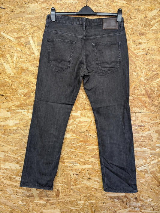 Hugo Boss Jeans W34 L32 Men Regular Fit Black Stonewash Denim Straight Button