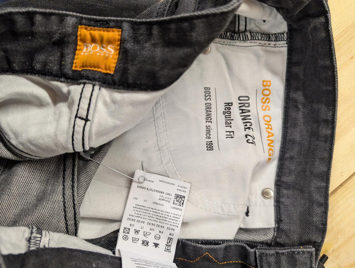 Hugo Boss Jeans W34 L32 Men Regular Fit Black Stonewash Denim Straight Button