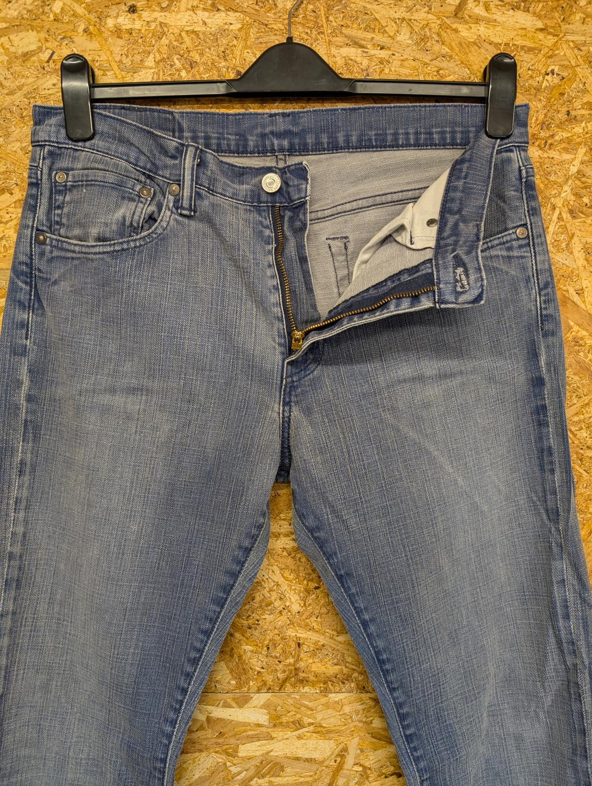 Levis 527 Bootcut Jeans W34 L34 Mid Blue Denim Zip Fly Red Tab Flare Retro Fit