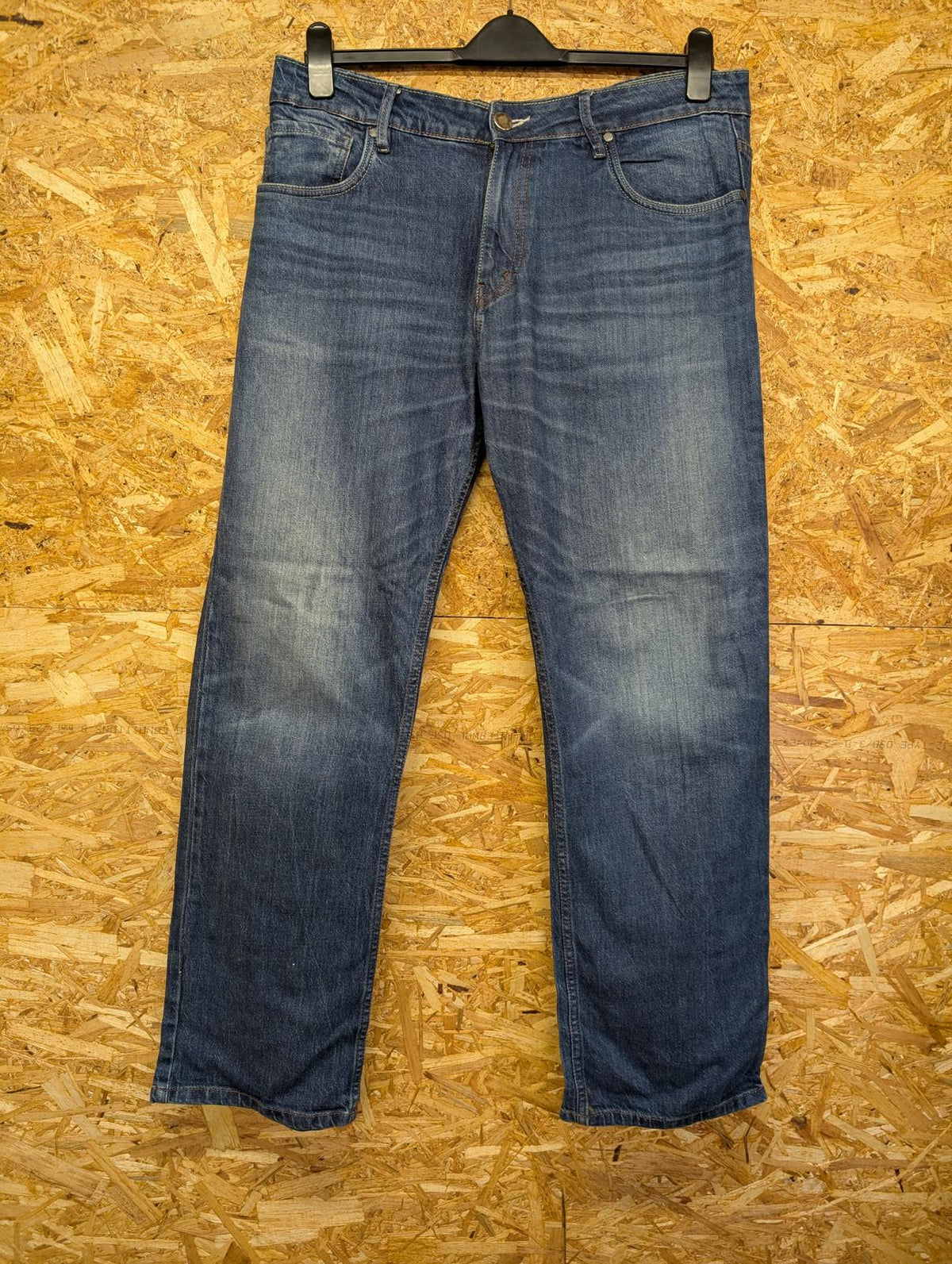 Levis 505 Jeans W36 L34 Men Straight Leg Stretch Denim Navy Blue Zip Fly Red Tab