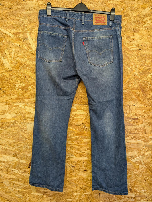 Levis 505 Jeans W36 L34 Men Straight Leg Stretch Denim Navy Blue Zip Fly Red Tab