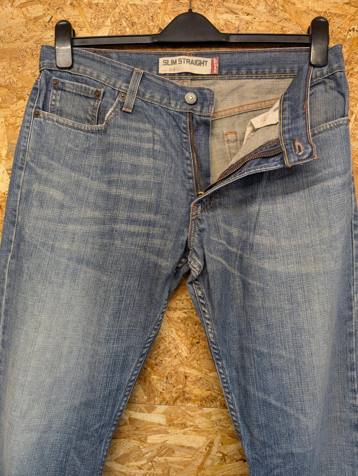 Levis 514 Blue Jeans W33 L32 Men Slim Straight Fit Red Tab Denim Zip Fly