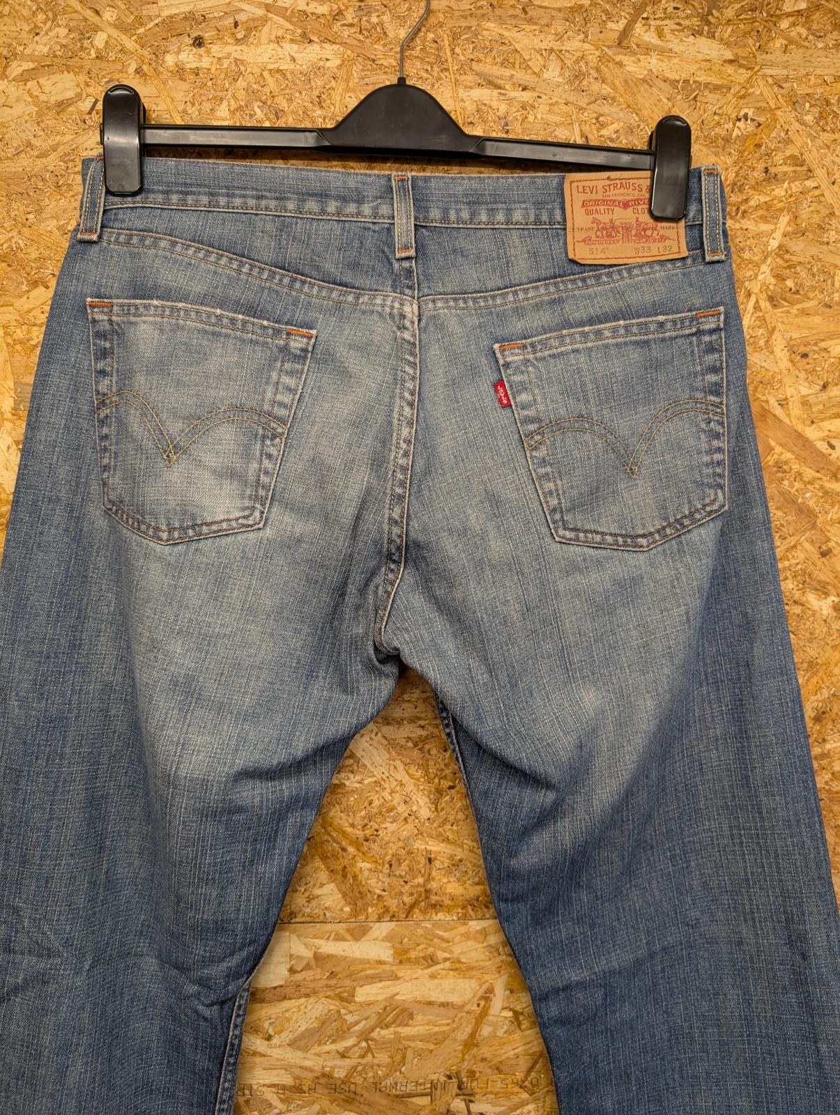 Levis 514 Blue Jeans W33 L32 Men Slim Straight Fit Red Tab Denim Zip Fly