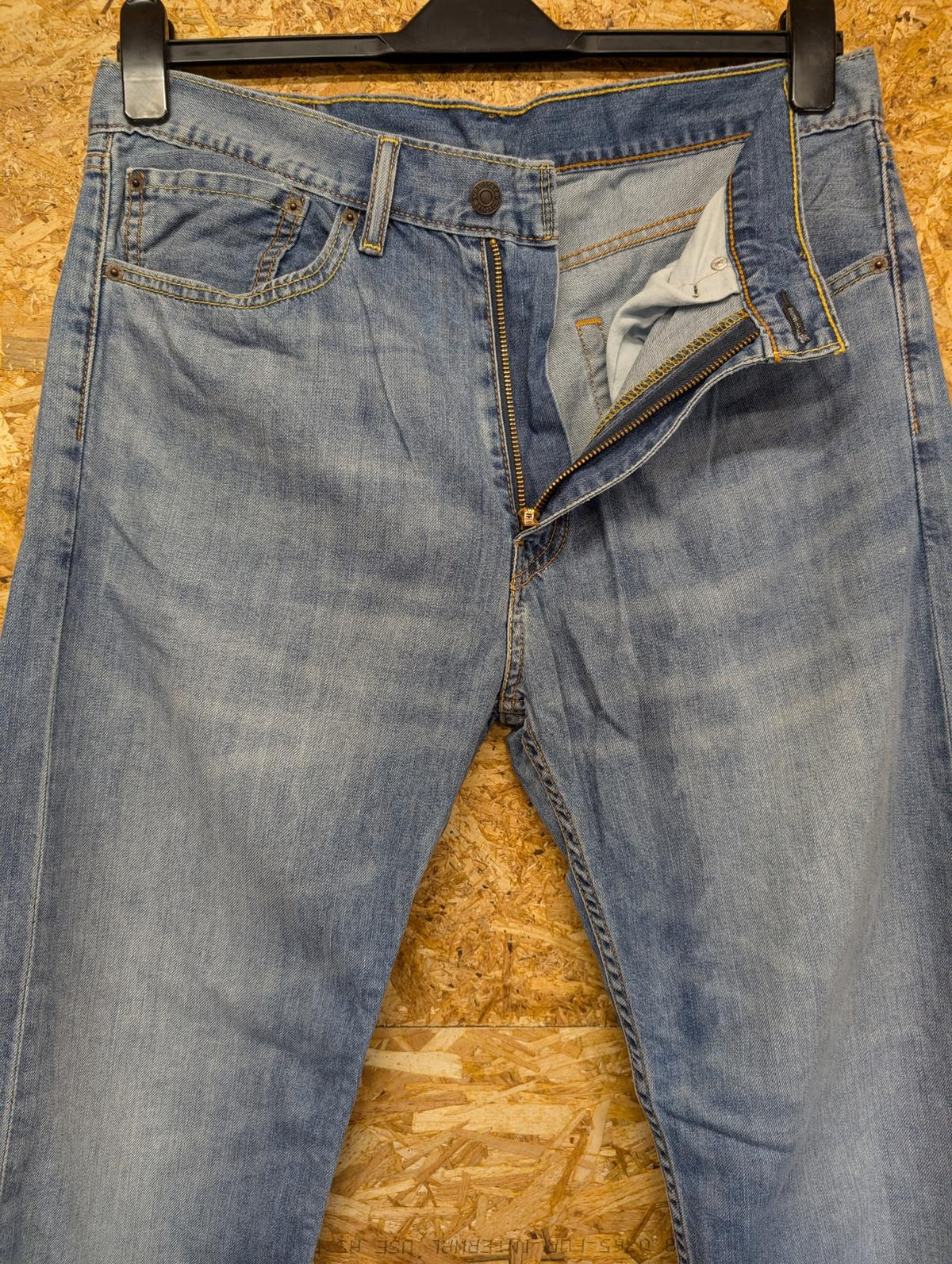 Levis 505 Blue Jeans W34 L32 Men Straight Fit Red Tab Denim Zip Fly Distressed