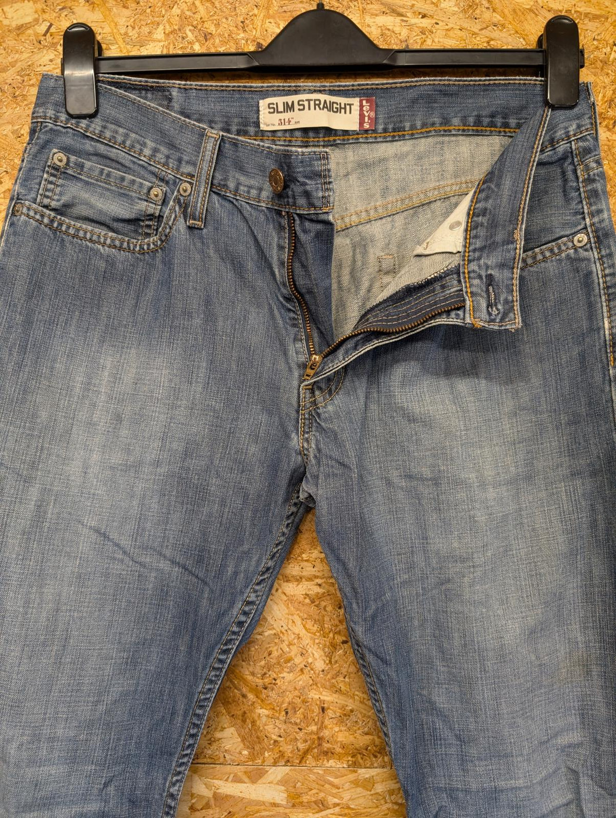 Levis 514 Blue Jeans W33 L32 Men Slim Straight Fit Red Tab Stretch Denim Zip Fly