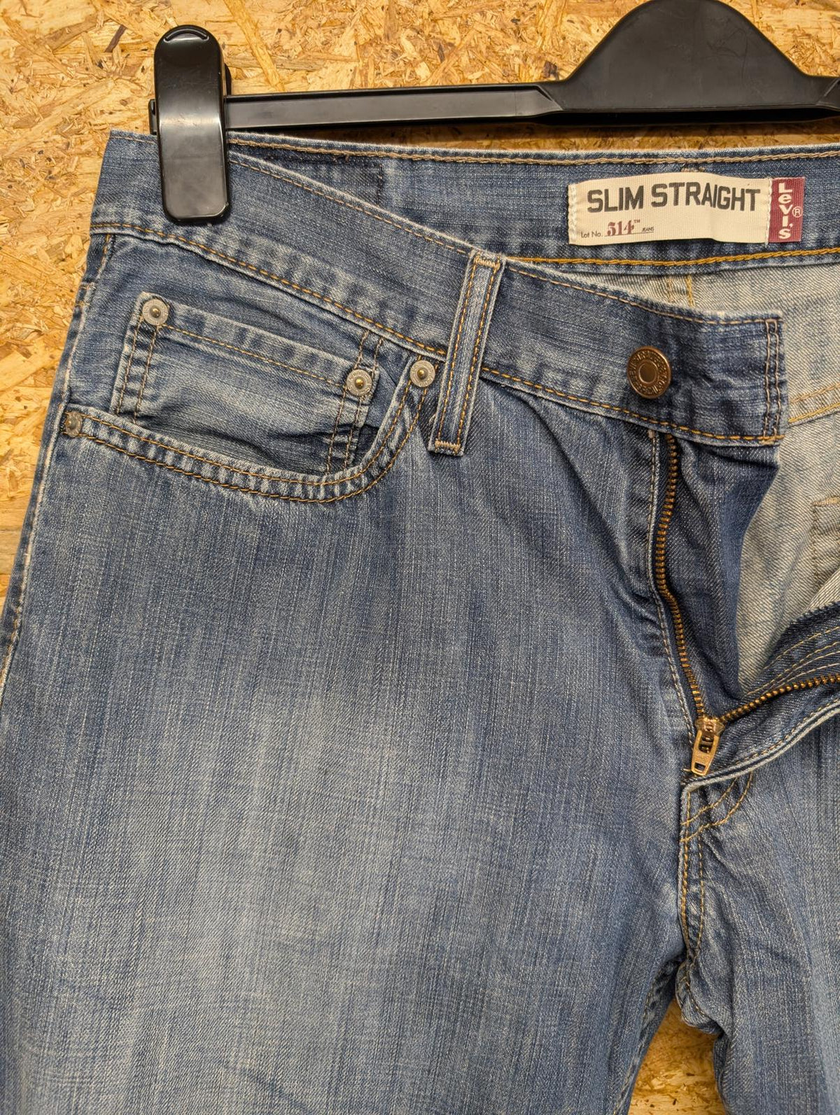 Levis 514 Blue Jeans W33 L32 Men Slim Straight Fit Red Tab Stretch Denim Zip Fly
