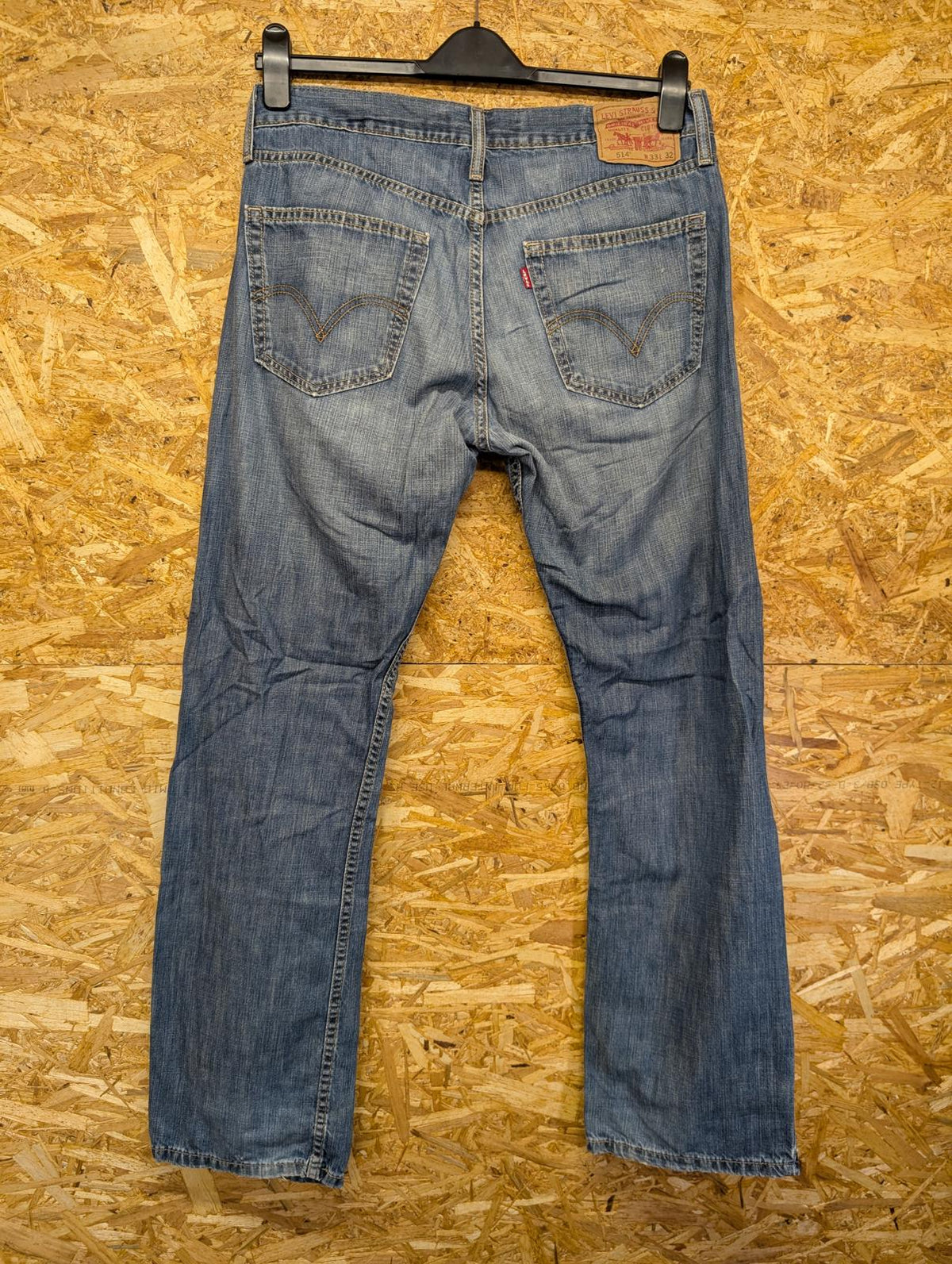 Levis 514 Blue Jeans W33 L32 Men Slim Straight Fit Red Tab Stretch Denim Zip Fly