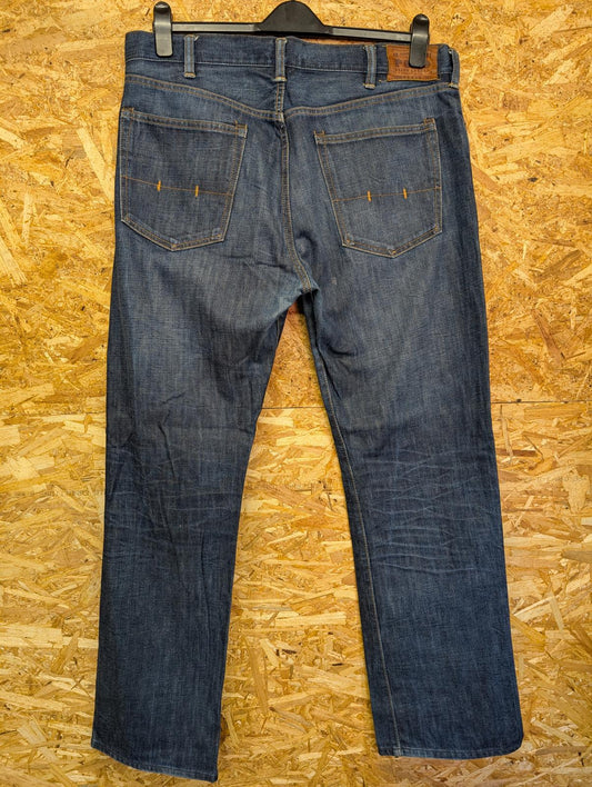 Polo Ralph Lauren Jeans W38 L32 Dark Blue Denim Button Fly Regular Straight Leg
