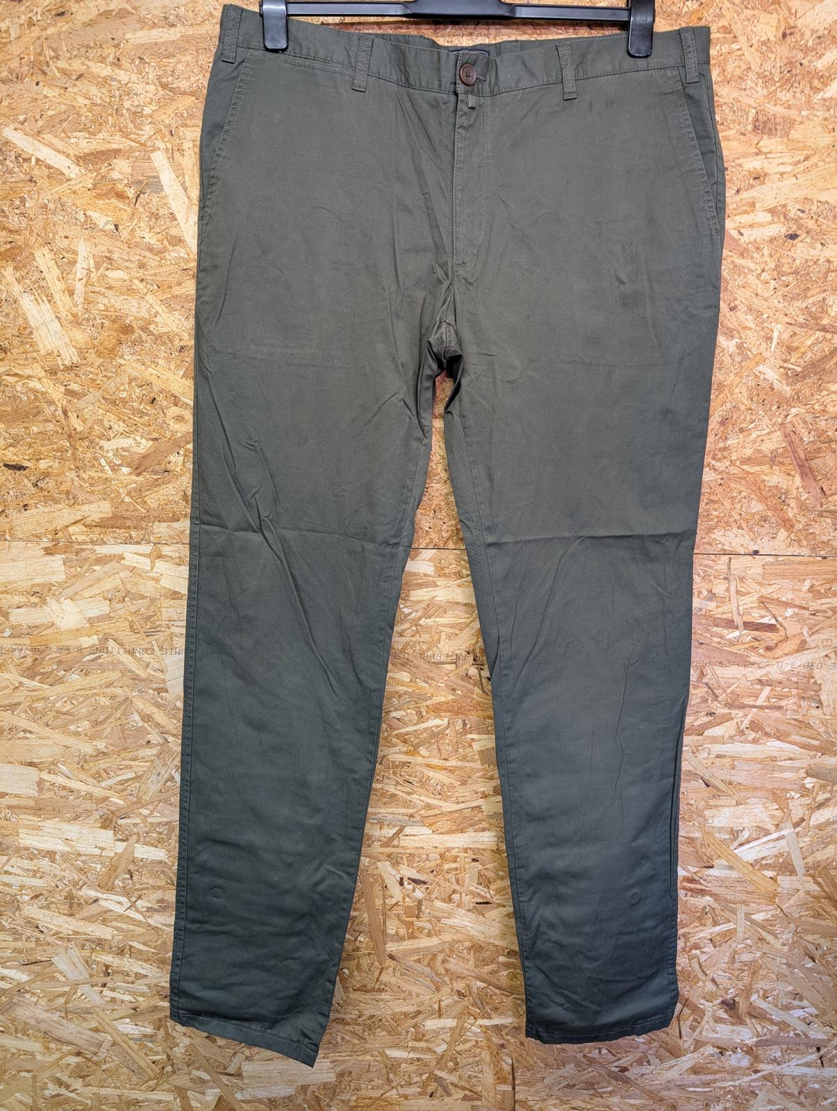 Barbour Trousers W38 L34 Men Khaki Green Cotton Chino Regular Fit Zip Fly