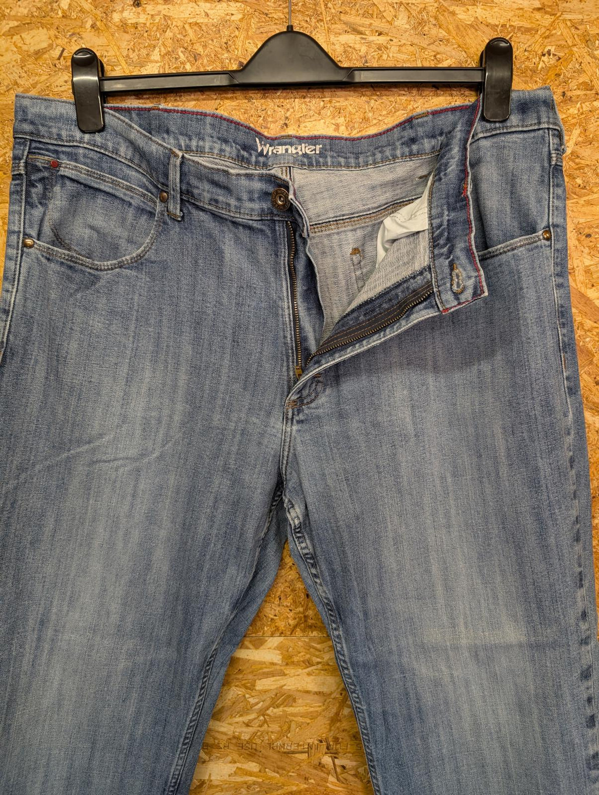Wrangler Regular Jeans W40 L32 Men Straight Leg Regular Fit Mid Light Blue Zip