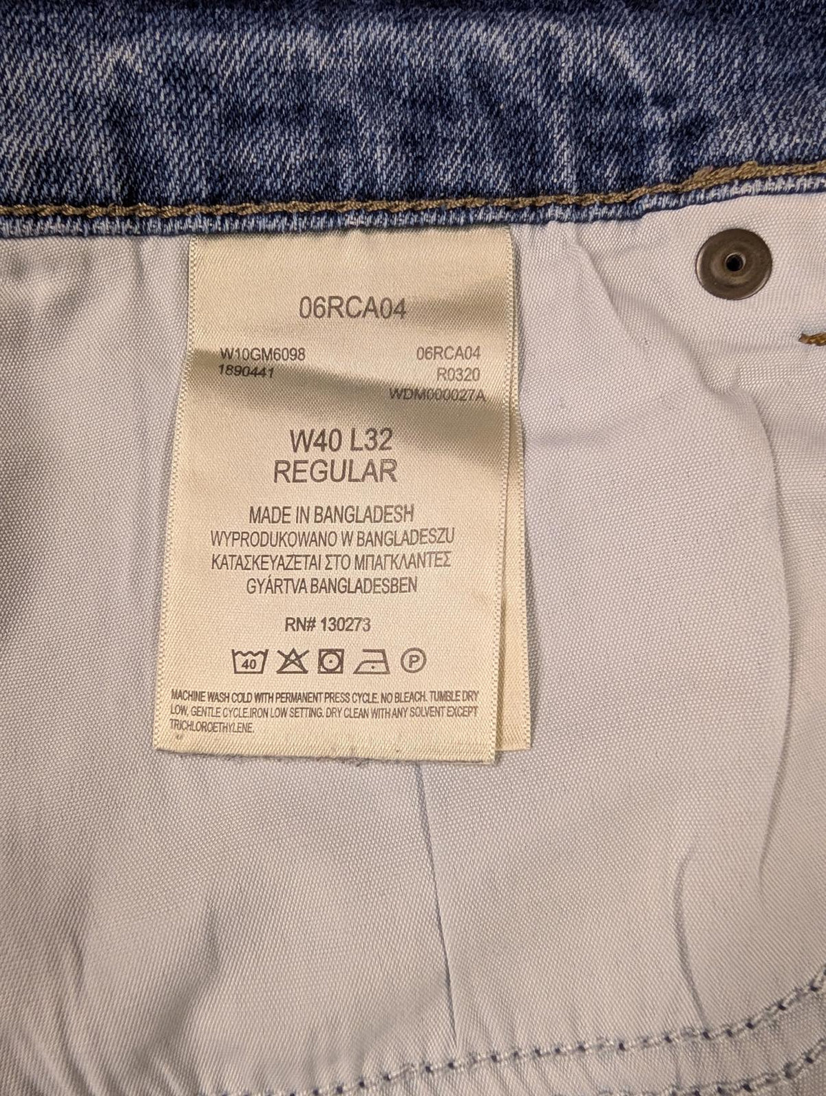 Wrangler Regular Jeans W40 L32 Men Straight Leg Regular Fit Mid Light Blue Zip