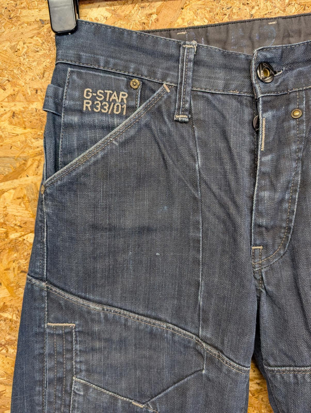 G-Star Y2K Jeans W28 L29 Men Straight Leg Navy Blue Rigid Denim Vintage Buckle