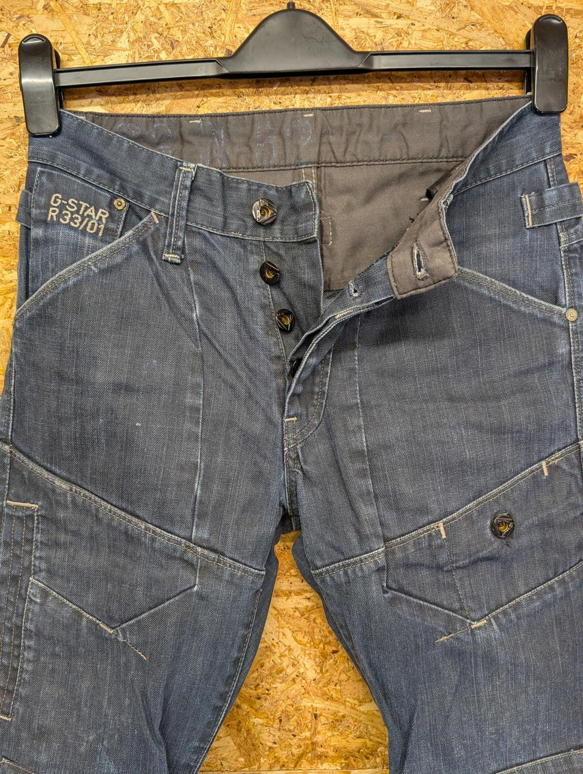 G-Star Y2K Jeans W28 L29 Men Straight Leg Navy Blue Rigid Denim Vintage Buckle