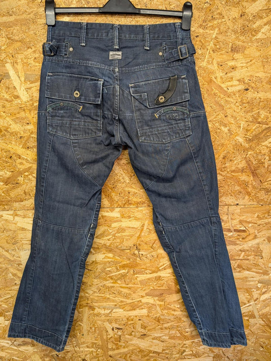 G-Star Y2K Jeans W28 L29 Men Straight Leg Navy Blue Rigid Denim Vintage Buckle