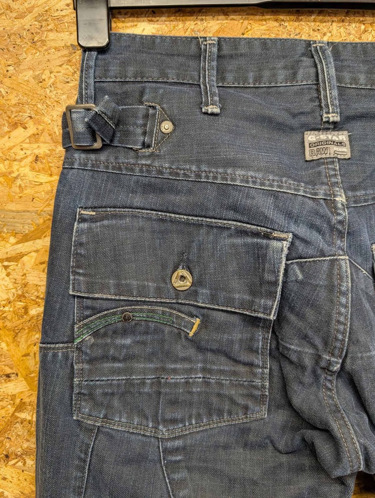 G-Star Y2K Jeans W28 L29 Men Straight Leg Navy Blue Rigid Denim Vintage Buckle