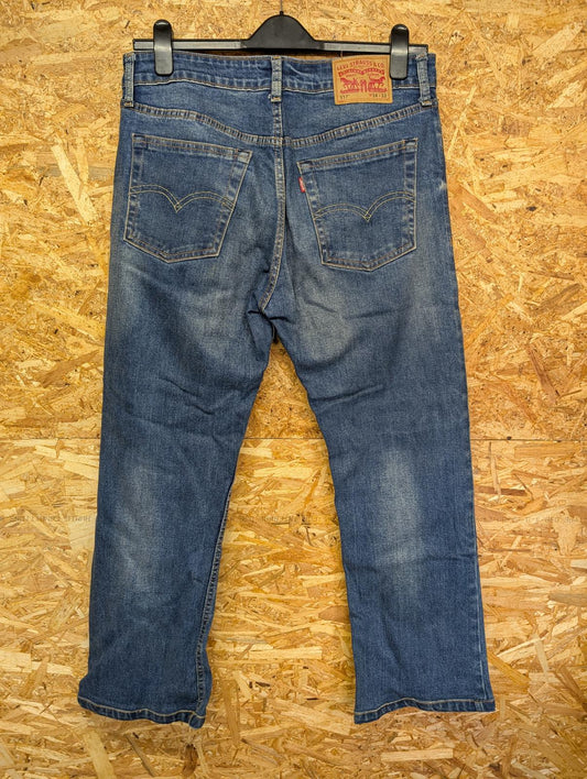 Levis 517 Bootcut Jeans W34 L28 Mid Blue Denim Zip Fly Red Tab Flare Retro Fit